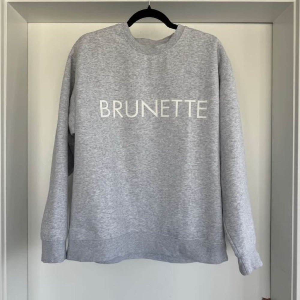 "BRUNETTE" Classic Crew Neck Sweatshirt | Pebble Grey L/XL